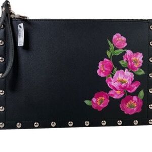 White House Black Market Floral Studded Clutch Wristlet